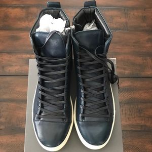 John Varvatos high top navy blue sneakers